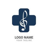 plantilla de diseño de logotipo creativo de farmacia vectorial - símbolo de salud de inspiración de idea musical vector