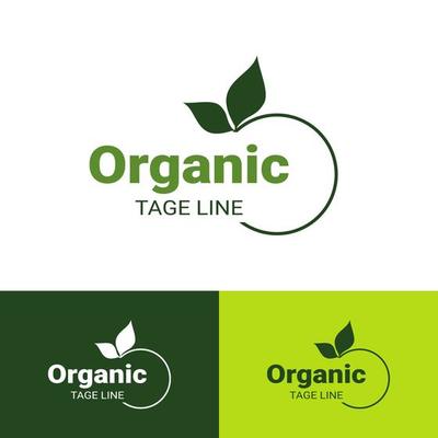 Vector organic label design template - leaf green natural sticker