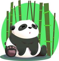 baby panda and bamboo tree vector