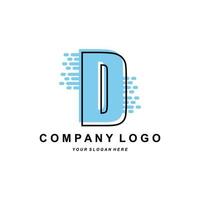 letter D logo, company brand initials design, sticker screen printing vector illustration