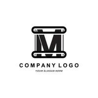 letter M logo, company brand initials design, sticker screen printing vector illustration