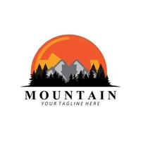 Mountain Logo Design, Vector Place For Nature Lovers Hiker