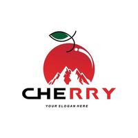 Cherry Fruit logo, Red Colored plant vector illustration, Fruit Shop Design, Company, Sticker, Product Brand