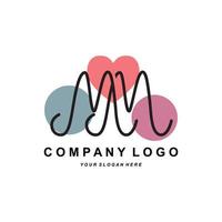 letter M logo, company brand initials design, sticker screen printing vector illustration