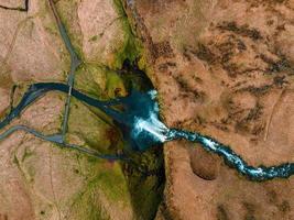 Aerial view of the Seljalandsfoss - located in the South Region in Iceland photo