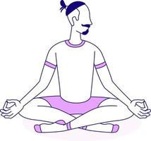 Man meditates semi flat color vector character