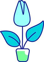 Flourishing tulip in pot semi flat color vector element