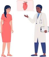 Woman visiting cardiologist semi flat color vector characters