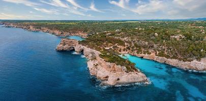 Aerial view, Cala d'es Moro, rocky coast at Cala de s'Almonia photo