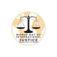 concepto de afiche del día mundial de la justicia internacional. vector