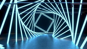 3D render Glowing neon lighting on floor reflection for future premium product or technology photo