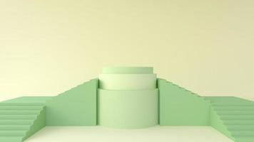 3D Render green stair step podium  for premium object photo