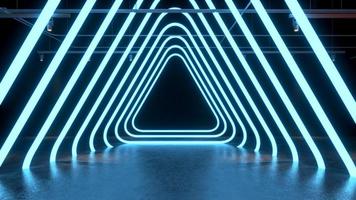 3D render Glowing neon lighting on floor reflection for future premium product or technology photo