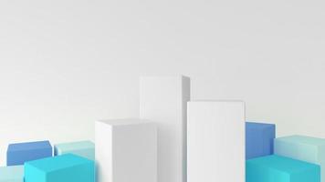 3D Render White rectangle podium around with color rectangle on white background for premium object photo