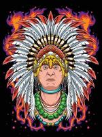 Native Chief Indian tribe character vector