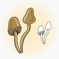 Forest poisonous Vector mushrooms. Vector illustration in cartoon style. Poison. Icon, set, outline, coloring page.