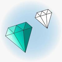 Bright diamond vector icon. Flat illustration.  Sticker.  Coloring page.