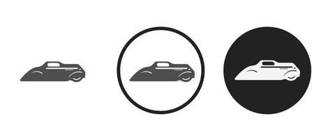 conjunto de iconos de coches de carreras. colección de logotipos de contorno negro de alta calidad para el diseño de sitios web y aplicaciones móviles en modo oscuro. ilustración vectorial sobre un fondo blanco vector