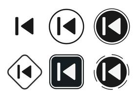 skip backward icon set. Collection of high quality black outline logo for web site design and mobile dark mode apps. Vector illustration on a white background