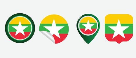 icono de la bandera de myanmar. conjunto de iconos web. colección de iconos plana. ilustración vectorial sencilla. vector