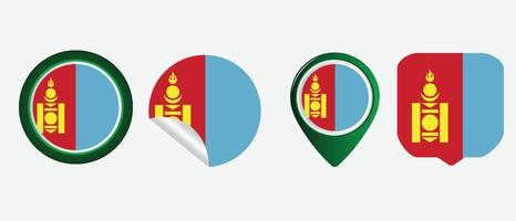 icono de la bandera de mongolia. conjunto de iconos web. colección de iconos plana. ilustración vectorial sencilla. vector