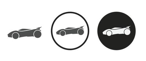 conjunto de iconos de coches de carreras. colección de logotipos de contorno negro de alta calidad para el diseño de sitios web y aplicaciones móviles en modo oscuro. ilustración vectorial sobre un fondo blanco vector