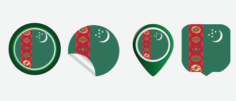 bandera de turkmenistán. ilustración de vector de símbolo de icono plano