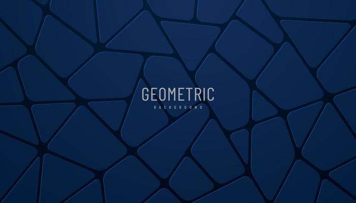 Abstract dark blue voronoi blocks 3d dark background. Modern futuristic style polygonal shapes elements banner design. Minimal and clean simple geometric shapes texture concept. Vector illustration
