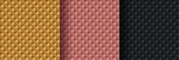 Set of golden, rose gold and black abstract geometric shape pattern, Luxury 3D triangles pattern background. Can use for cover, artwork, print ad, poster, web banner. Simple and minimal. Vector EPS10.