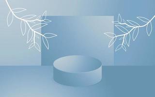 3d rendering soft blue podium floral design background suitable for advertising product vector