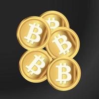 Pile of Gold Bitcoin emblem icon flat vector elegant black background