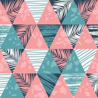 seamless exotic pattern with tropical palm leaves on geometric background vector