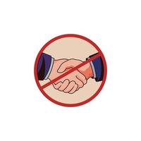 No Handshake for covid 19 coronavirus.Flat style Icon Symbol Vector art illustration isolated on white background.