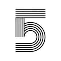 Linear modern logo of the numeral 5. Number in form of line stripe. Alphabet number character and number linear abstract design. logo, corporate identity, app, creative poster and more. vector