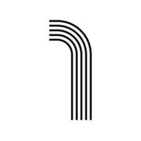 Linear modern logo of the numeral 1. Number in form of line stripe. Alphabet number character and number linear abstract design. logo, corporate identity, app, creative poster and more. vector