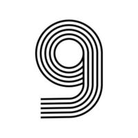 Linear modern logo of the numeral 9. Number in form of line stripe. Alphabet number character and number linear abstract design. logo, corporate identity, app, creative poster and more. vector