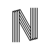 Linear letter N modern icon. Alphabet line and N herb intertwining design. Logo, corporate identity, app, Creative banner and more. Creative geometric line. vector