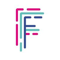 Abstract Letter F Line Colorful linear logotype. modern letter lines with new pop art colors. Font alphabet template. Logo set thin line clean style.