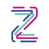 Abstract Letter Z Line Colorful linear logotype. modern letter lines with new pop art colors. Font alphabet template. Logo set thin line clean style. vector