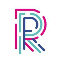 Abstract Letter R Line Colorful linear logotype. modern letter lines with new pop art colors. Font alphabet template. Logo set thin line clean style. vector