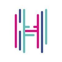 Abstract Letter H Line Colorful linear logotype. modern letter lines with new pop art colors. Font alphabet template. Logo set thin line clean style. vector