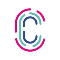 Abstract Letter C Line Colorful linear logotype. modern letter lines with new pop art colors. Font alphabet template. Logo set thin line clean style. vector