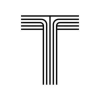 Linear letter T modern icon. Alphabet line and T herb intertwining design. Logo, corporate identity, app, Creative banner and more. Creative geometric line. vector