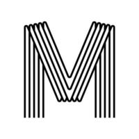 Linear letter M modern icon. Alphabet line and M herb intertwining design. Logo, corporate identity, app, Creative banner and more. Creative geometric line. vector