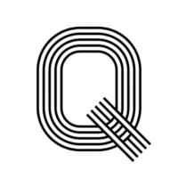 Linear letter Q modern icon. Alphabet line and Q herb intertwining design. Logo, corporate identity, app, Creative banner and more. Creative geometric line. vector