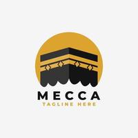 la meca kaaba logo vector ilustración diseño plantilla inspiración, kaaba logo diseño plano