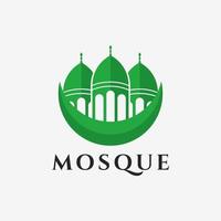 Mosque building logo vector design template, mosque and moon logo vector illustration template
