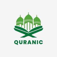 inspiración de la plantilla de diseño de ilustración vectorial del logotipo de la mezquita y el corán, plantilla de diseño del logotipo del corán vector