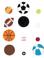 la variedad de balones deportivos. para fútbol, golf, golf, bolos, billar, tenis, etc. conjunto de ilustraciones de aislamiento de bolas sobre fondo blanco. ilustración vectorial vector