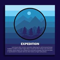 landscape illustration design template, accompanied by elements of mountains, trees and hills. vector